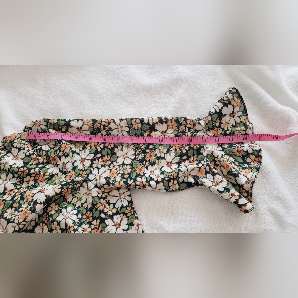 Allegra K Floral 3/4 Bell Sleeves Smocked Belted Flare Ruffle Dress Size S - Picture 12 of 16